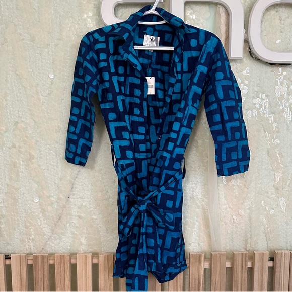 NWT Anthropologie SIKA Geometric Romper - women size 2 geometric blue with belt - Picture 11 of 11